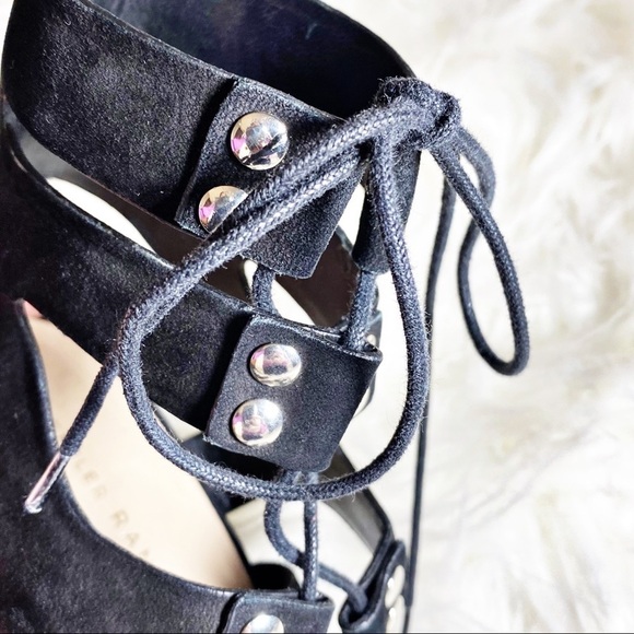 LOEFFLER RANDALL Hana Black Suede Leather Lace Up Gladiator Sandals, Size 7 - Picture 7 of 11